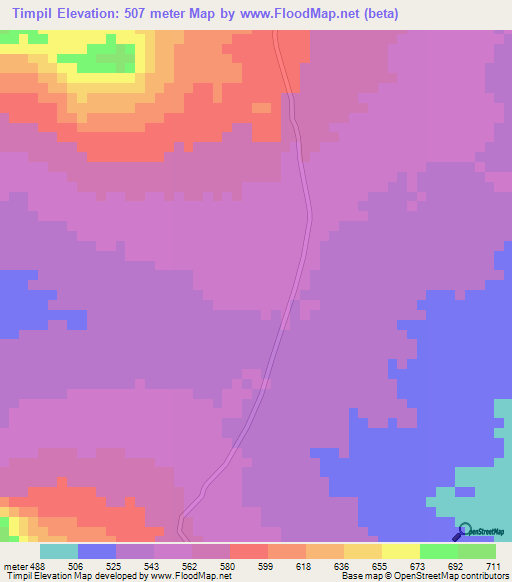 Timpil,Cameroon Elevation Map