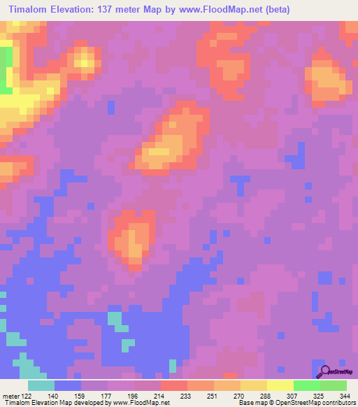 Timalom,Cameroon Elevation Map