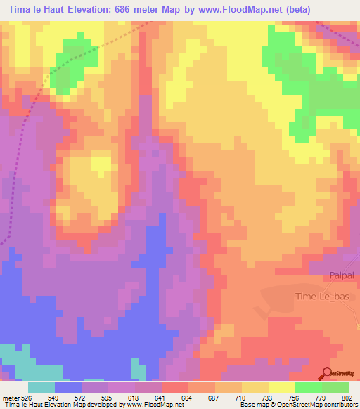 Tima-le-Haut,Cameroon Elevation Map