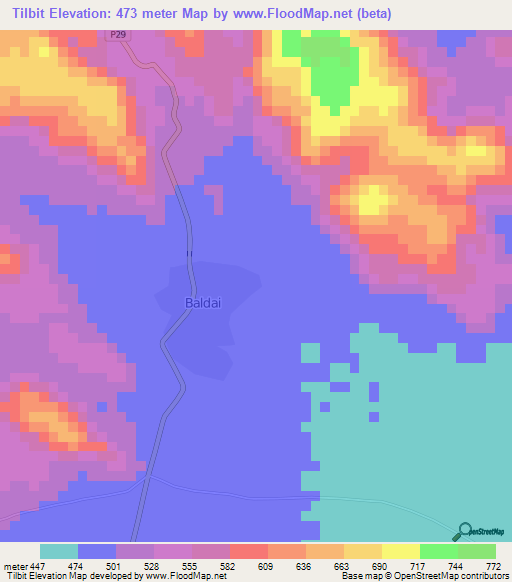 Tilbit,Cameroon Elevation Map