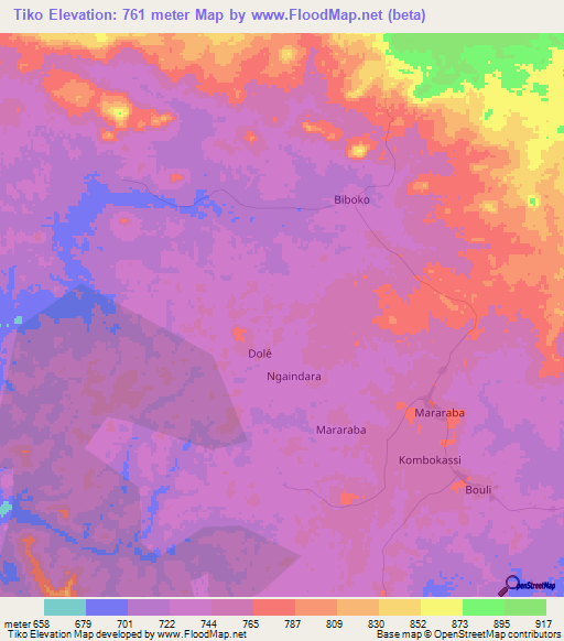 Tiko,Cameroon Elevation Map