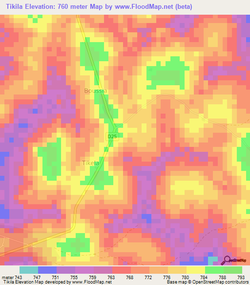 Tikila,Cameroon Elevation Map