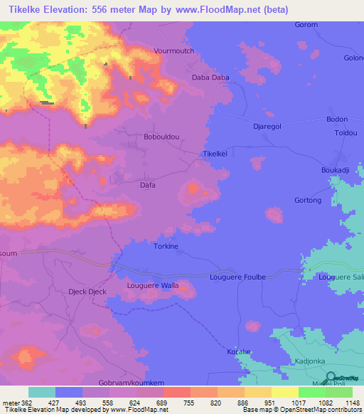 Tikelke,Cameroon Elevation Map