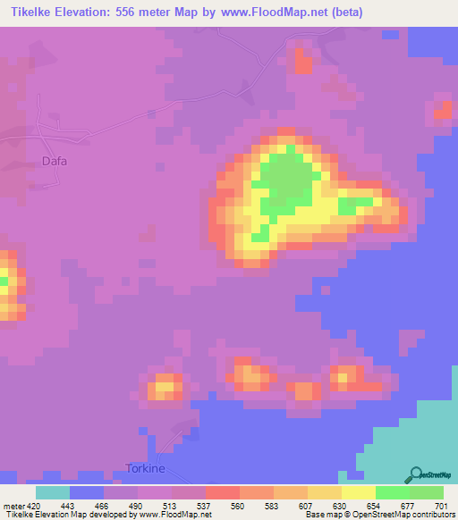 Tikelke,Cameroon Elevation Map