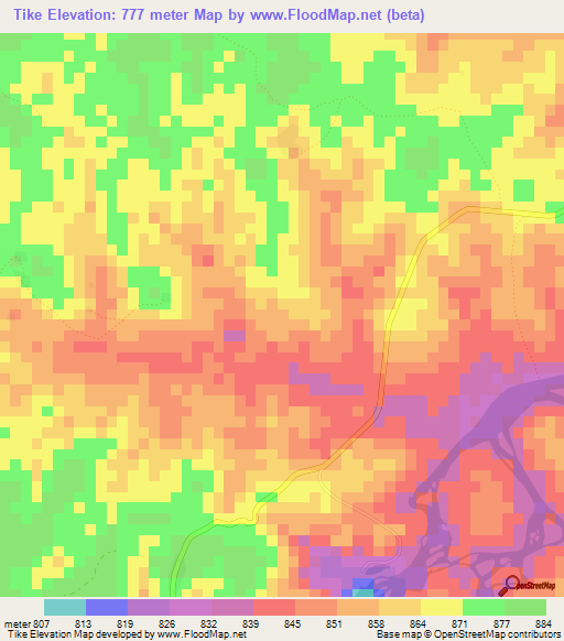 Tike,Cameroon Elevation Map