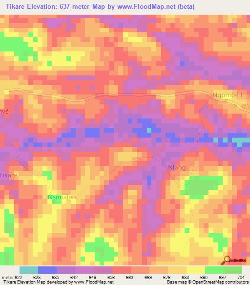 Tikare,Cameroon Elevation Map