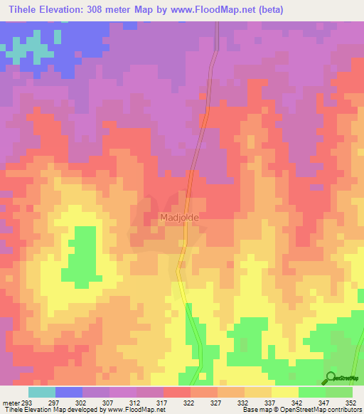 Tihele,Cameroon Elevation Map