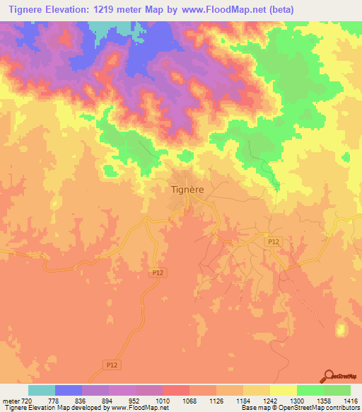 Tignere,Cameroon Elevation Map