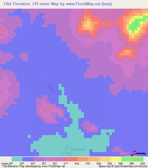 Tifel,Cameroon Elevation Map