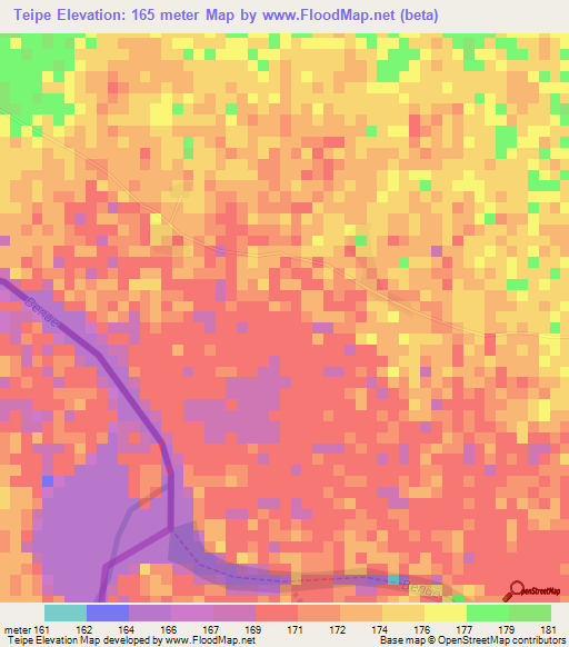 Teipe,Cameroon Elevation Map