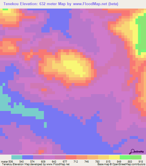 Tenekou,Cameroon Elevation Map