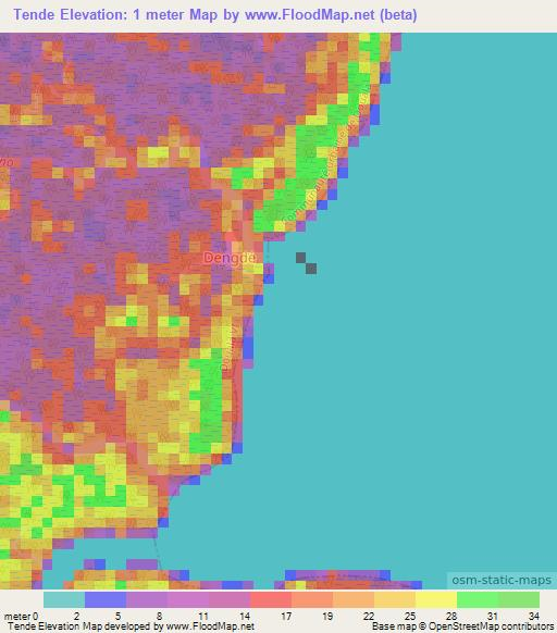 Tende,Cameroon Elevation Map