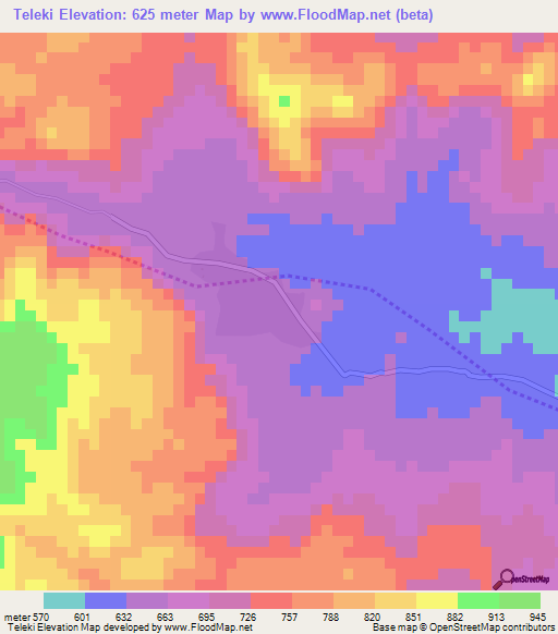 Teleki,Cameroon Elevation Map