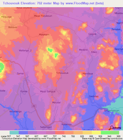 Tchouvouk,Cameroon Elevation Map