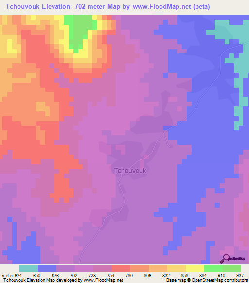 Tchouvouk,Cameroon Elevation Map