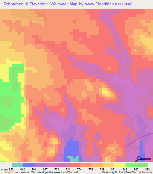 Tchoumzouk,Cameroon Elevation Map