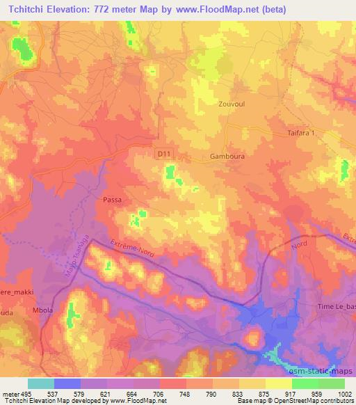 Tchitchi,Cameroon Elevation Map