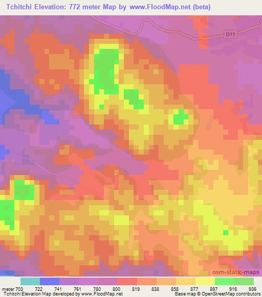 Tchitchi,Cameroon Elevation Map