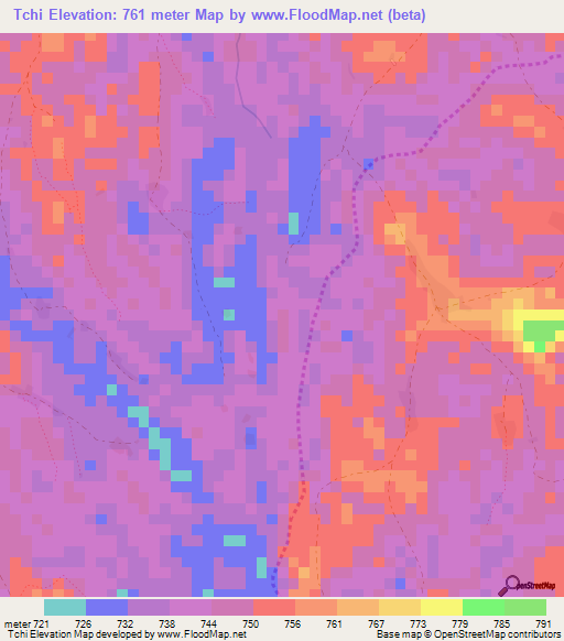 Tchi,Cameroon Elevation Map