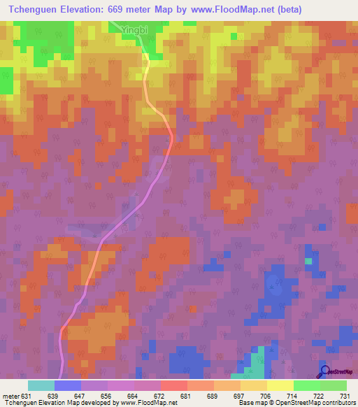 Tchenguen,Cameroon Elevation Map