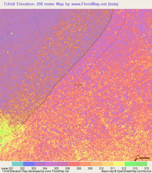 Tchidi,Cameroon Elevation Map