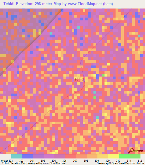 Tchidi,Cameroon Elevation Map