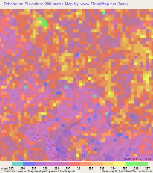 Tchaboute,Cameroon Elevation Map