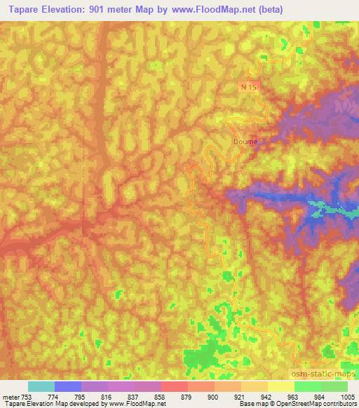 Tapare,Cameroon Elevation Map