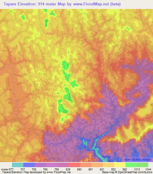 Tapare,Cameroon Elevation Map