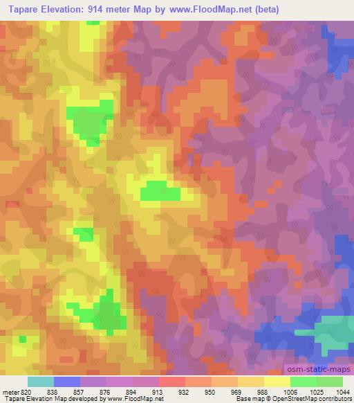 Tapare,Cameroon Elevation Map