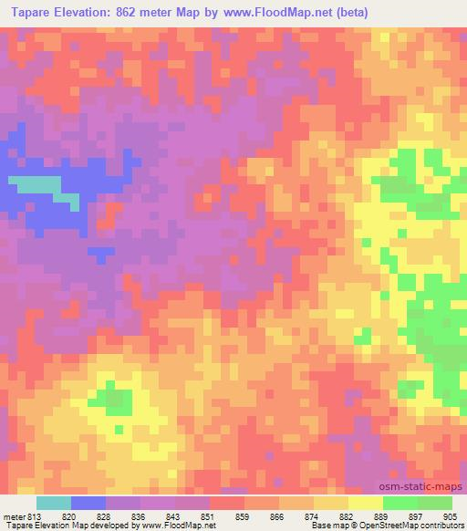 Tapare,Cameroon Elevation Map