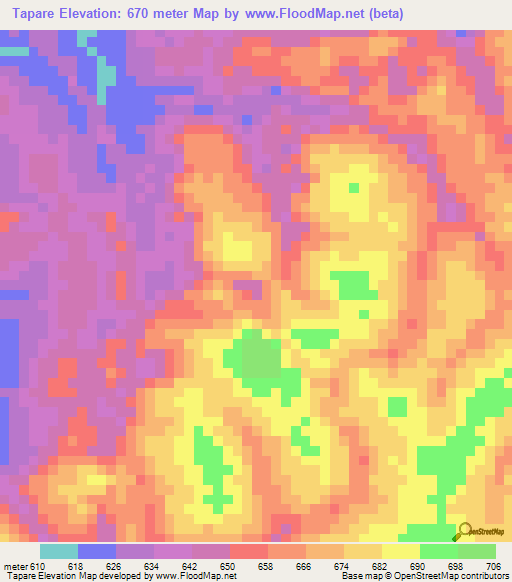 Tapare,Cameroon Elevation Map