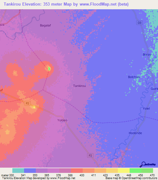 Tankirou,Cameroon Elevation Map