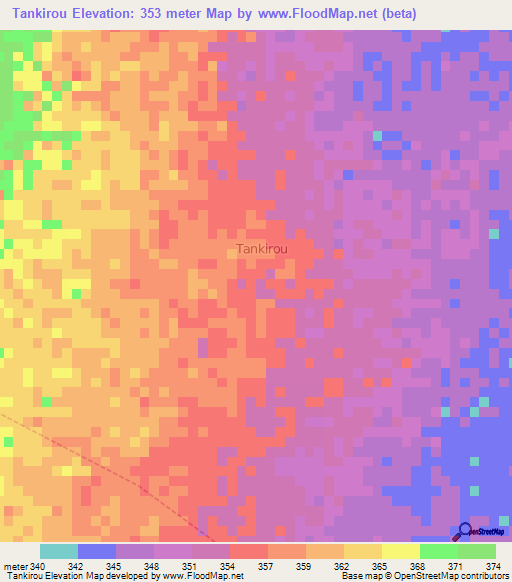 Tankirou,Cameroon Elevation Map