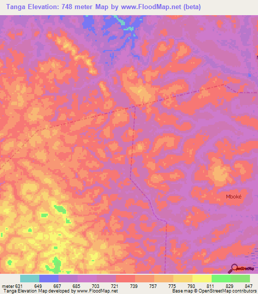 Tanga,Cameroon Elevation Map