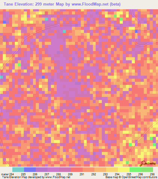 Tane,Cameroon Elevation Map