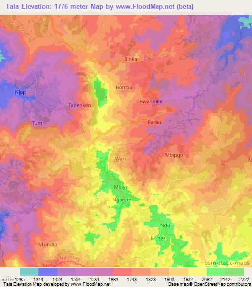 Tala,Cameroon Elevation Map