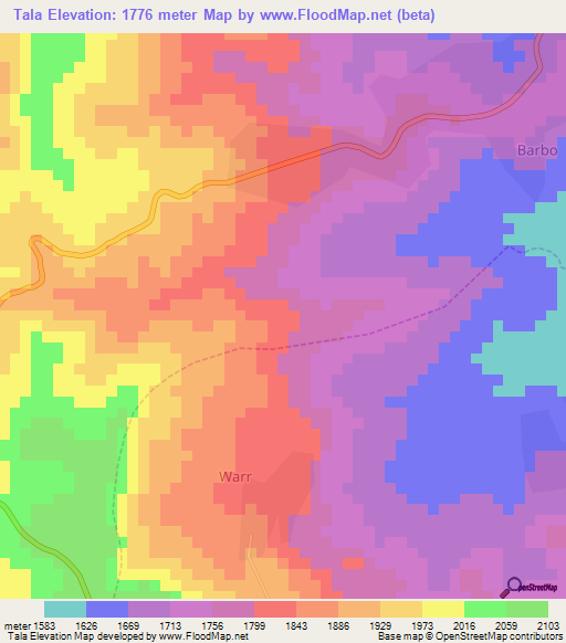 Tala,Cameroon Elevation Map