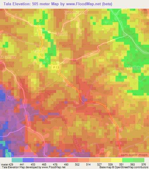 Tala,Cameroon Elevation Map