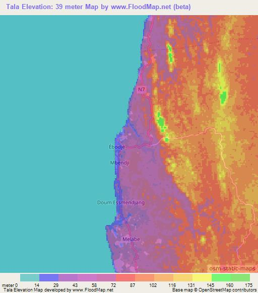 Tala,Cameroon Elevation Map