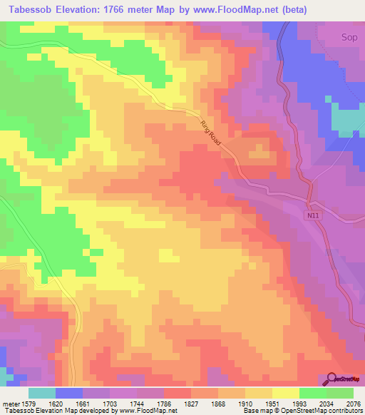 Tabessob,Cameroon Elevation Map