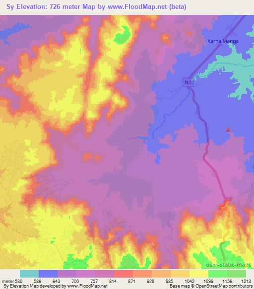 Sy,Cameroon Elevation Map