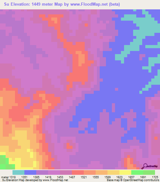 Su,Cameroon Elevation Map