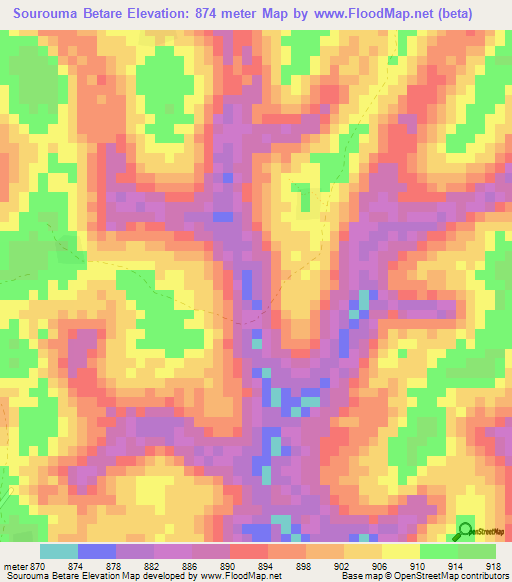 Sourouma Betare,Cameroon Elevation Map