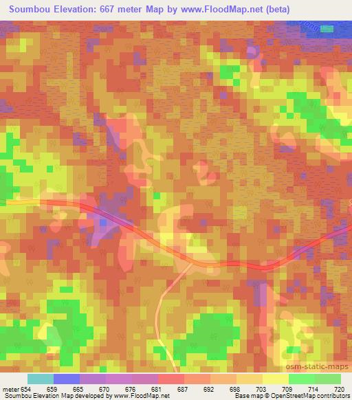 Soumbou,Cameroon Elevation Map