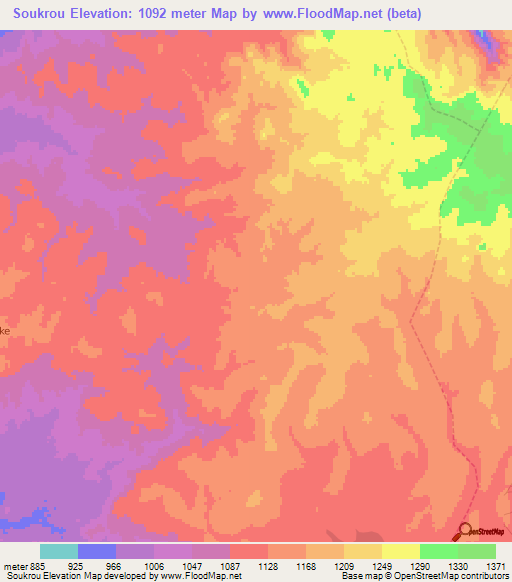 Soukrou,Cameroon Elevation Map