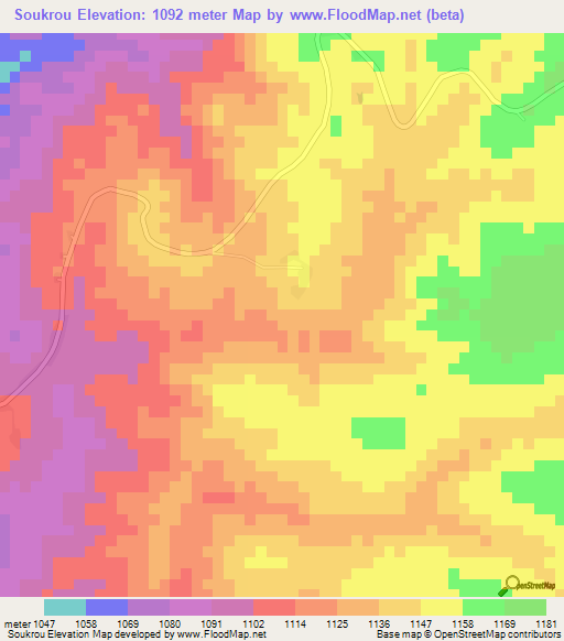 Soukrou,Cameroon Elevation Map