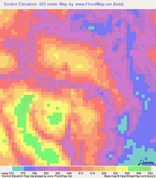 Sonkot,Cameroon Elevation Map