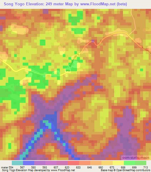 Song Yogo,Cameroon Elevation Map