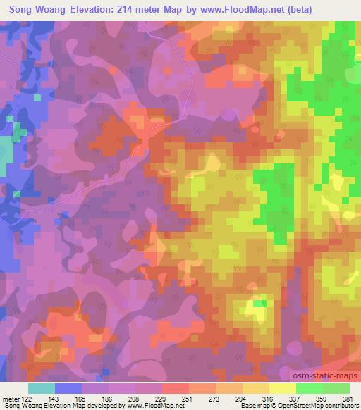 Song Woang,Cameroon Elevation Map